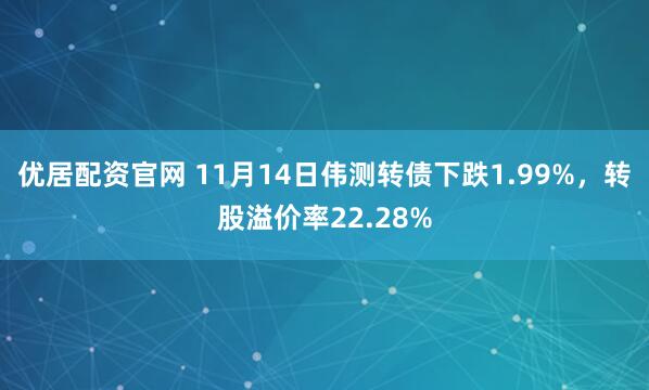 优居配资官网 11月14日伟测转债下跌1.99%，转股溢价率22.28%
